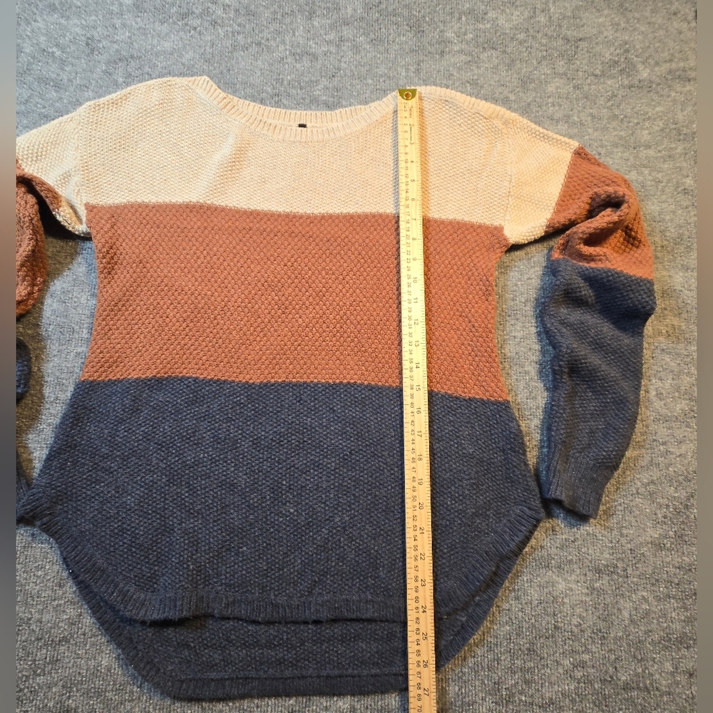 KÜHL Colorblock Boat Neck‎ Knit Sweater Cream Orange Blue Size Small Cotton Wool - Picture 4 of 13